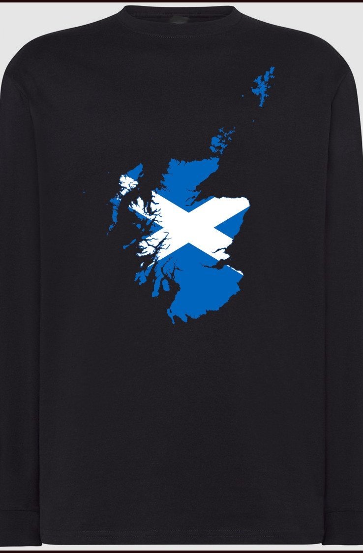 Szkocja Męska Modna Bluza Longsleeve Nadruk R.S
