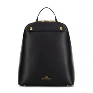 Torebki damskie - Damski plecak skórzany trapezowy czarny - miniaturka - grafika 1