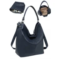 Torebki damskie - Torebka Damska na Ramię Worek Shopper LUIGISANTO Granatowa Format A4 - miniaturka - grafika 1