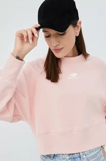 Bluzy damskie - New Balance bluza bawełniana damska kolor różowy gładka - grafika 1