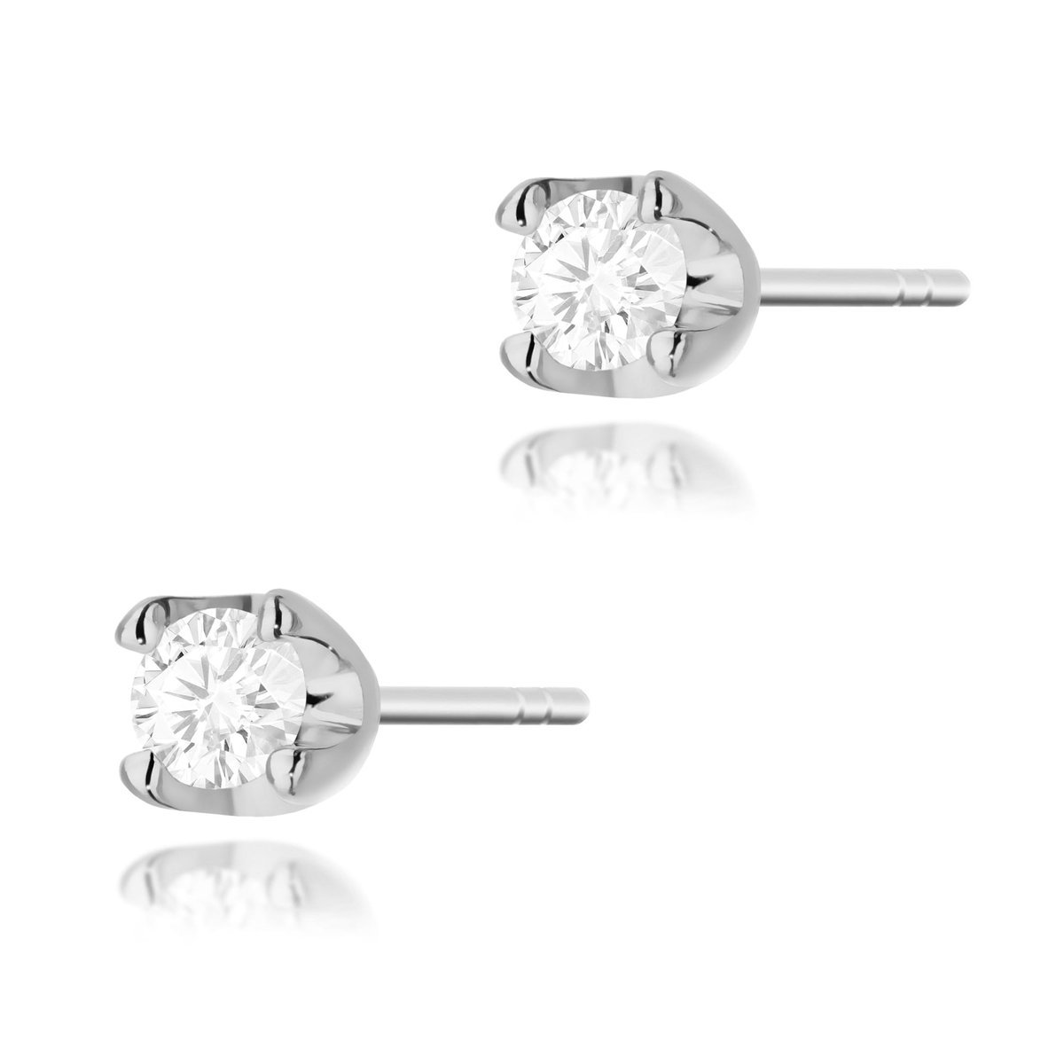Złote kolczyki Diament 2 x 0,08ct białe złoto pr. 585