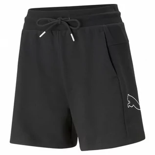 Spodnie sportowe damskie - Damskie spodenki dresowe Puma Power Colorblock High-Waist Shorts - czarne - PUMA - grafika 1