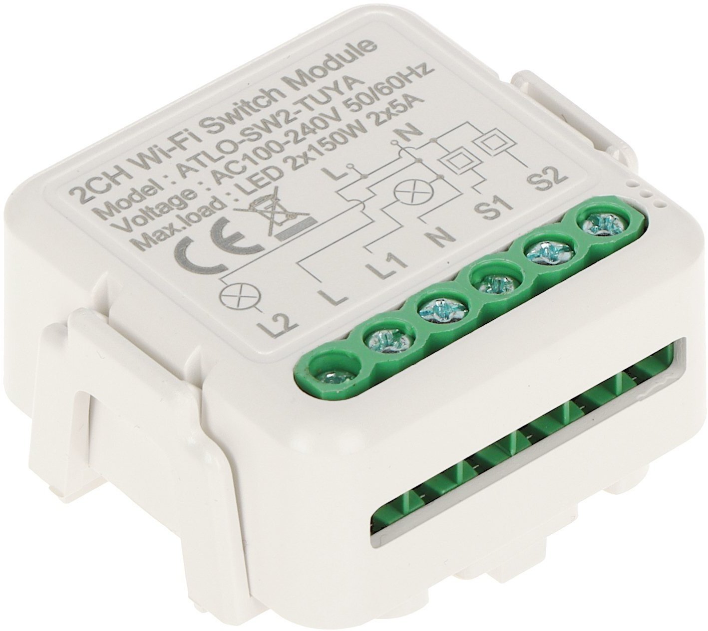 PODWÓJNY INTELIGENTNY STEROWNIK OŚWIETLENIA LED ATLO-SW2-TUYA Wi-Fi, Tuya Smart ATLO-SW2-TUYA