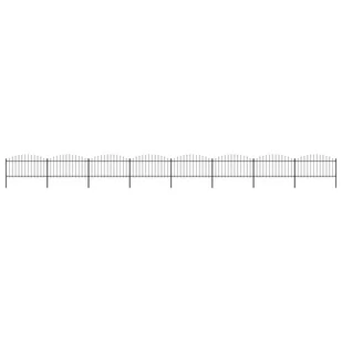 vidaxl Panele ogrodzeniowe z grotami, stal, (1,25-1,5)x13,6 m, czarne - Ogrodzenia - miniaturka - grafika 2
