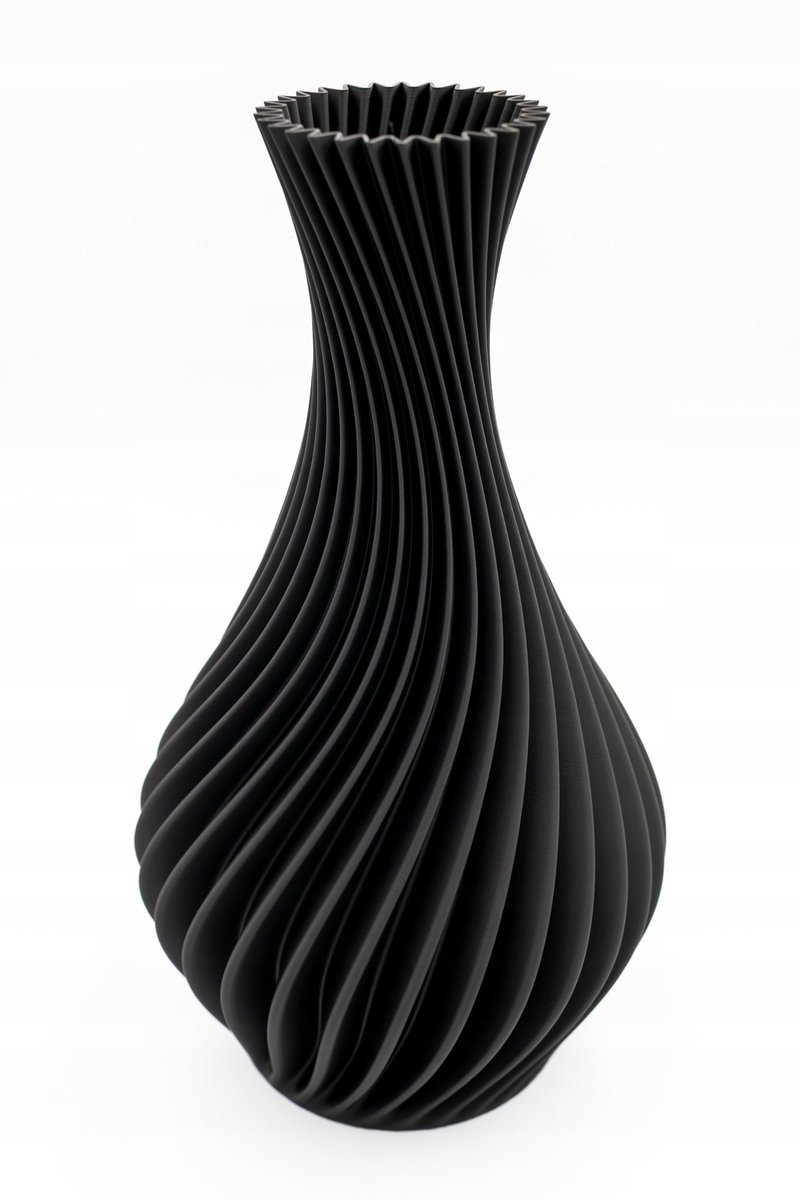 Wazon spiralny na suche kwiaty / LEGO - czarny matowy, nietłukący 20cm