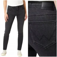Spodnie damskie - Wrangler SKINNY Soft Nights czarne damskie spodnie jeansowe rurki W30 L30 - miniaturka - grafika 1