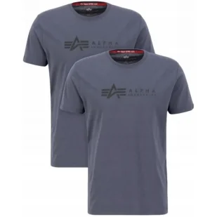Koszulki Alpha Industries Alpha Label T 2 Pack 118534 412 - Greyblack / Black  M - Odzież taktyczna i umundurowanie - miniaturka - grafika 1