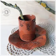 Kubki - RED FLORA - ceramiczny zestaw do picia kawy, herbaty - miniaturka - grafika 1