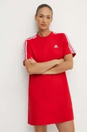 Sukienki - adidas sukienka bawełniana Essentials kolor czerwony mini prosta IY4241 - miniaturka - grafika 1