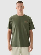 Koszulki sportowe męskie - Męski t-shirt z nadrukiem 4F 4FRAW24TTSHM2578 - khaki - miniaturka - grafika 1