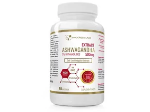Progress Labs PROGRESS LABS, Ashwagandha Extract, 500 mg 7%, Witanolidów, 90 kapsułek - Witaminy i minerały dla sportowców - miniaturka - grafika 1