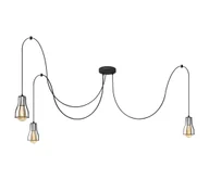 Lampy sufitowe - Żyrandol na lince TUBE 3xE27/10W/230V czarny/chrom - miniaturka - grafika 1