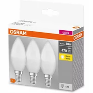 Żarówki LED - Osram BASE Classic B żarówka świeczka LED E14 / 5,7W - zamiennik dla żarówek o mocy 40 W, kolor: matowy, ciepła biel (2700 K), opakowanie promocyjne (3 szt.) 4052899955509 - miniaturka - grafika 1