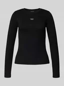 Bluzki damskie - Bluzka z długim rękawem z wyhaftowanym logo - miniaturka - grafika 1