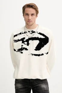 Diesel bluza bawełniana S-BOXT-N5 męska kolor beżowy z nadrukiem A13051.0DQAK - Bluzy męskie - miniaturka - grafika 1