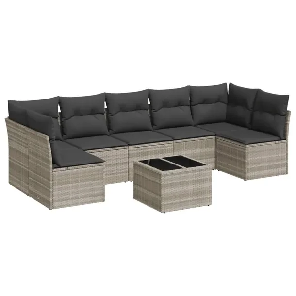 Zestaw mebli ogrodowych modułowych jasnoszary, rattan PE, wymiary 62x62x69