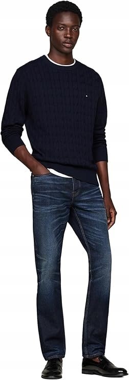 TOMMY HILFIGER JEANSY MĘSKIE GRANATOWE DŁUGIE Z PRZETARCIAMI 35/30 6BA
