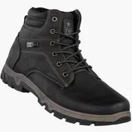 Botki męskie - Trzewiki Męskie Ekoskóra Zimowe Buty Ocieplane Trapery Czarne NEWS Czarny 46 - miniaturka - grafika 1