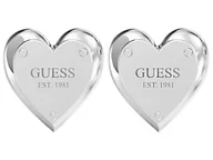 Kolczyki - Kolczyki GUESS serduszka z napisem na sztyft HEART LOCK STUD - miniaturka - grafika 1