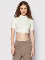 Bluzki damskie - Reebok Bluzka HH7370 Beżowy Slim Fit - miniaturka - grafika 1