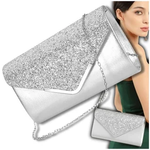 Srebrna Torebka Kopertówka Błyszcząca Wizytowa Damska portfel łańcuszek - Portfele Srebrna Torebka Kopertówka Błyszcząca Wizytowa Damska portfel łańcuszek - Portfele - miniaturka - grafika 1