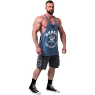Koszulki sportowe męskie - Koszulka męska Nebbia NEBBIA x OLYMPIA Washed Muscle Back Stringer GOLDEN AGE 791 blue 3XL - miniaturka - grafika 1