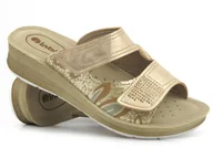 Klapki i japonki damskie - Wygodne klapki damskie na rzepy - INBLU FC-50, złote - Inblu - miniaturka - grafika 1