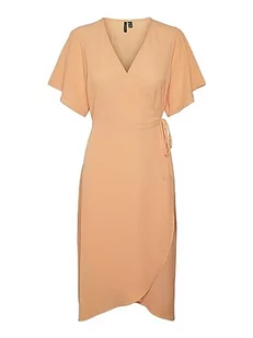VERO MODA Women's VMSAKI SS Calf WRAP Dress GA NOOS sukienka, Mock Orange, L, Mock Orange, L - Sukienki - miniaturka - grafika 1