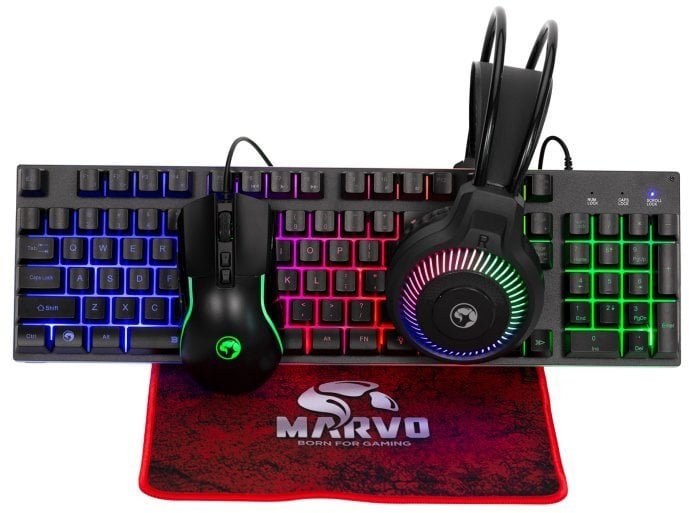 Marvo LOOT 40, zestaw klawiatura mysz dla gracza, podk�adka, klawiatura, CZ/SK, do gry, membranowa rodzaj przewodowa USB, czarna CM416 CZ/SK