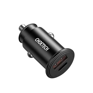 Choetech Choetech szybka dwuportowa ładowarka samochodowa PD USB Typ C + QC3.0 USB-A 30W 5A czarny (TC0006) TC0006 - Ładowarki samochodowe - miniaturka - grafika 1