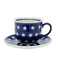 Filiżanki - Ceramiczna filiżanka ze spodkiem Ceramika Bolesławiec - miniaturka - grafika 1