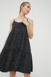 Sukienki - Outhorn sukienka bawełniana kolor czarny mini rozkloszowana - grafika 1