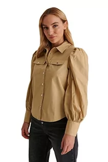 Koszule damskie - NA-KD Damska koszula z krótkim rękawem, ZIELONY, 42 - grafika 1