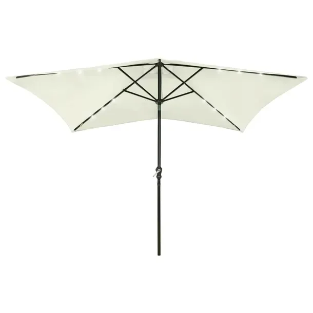 Parasol ogrodowy z lampkami LED, piaskowy, 200 x 300 x 247 cm
