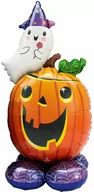 Halloween - Balon foliowy stojący Dynia i duszek AirLoonz - 130 cm - 1 szt. - miniaturka - grafika 1