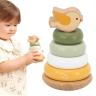 Zabawki interaktywne dla dzieci - DLA DZIECI PIRAMIDKA DREWNIANA Z PTASZKIEM - miniaturka - grafika 1