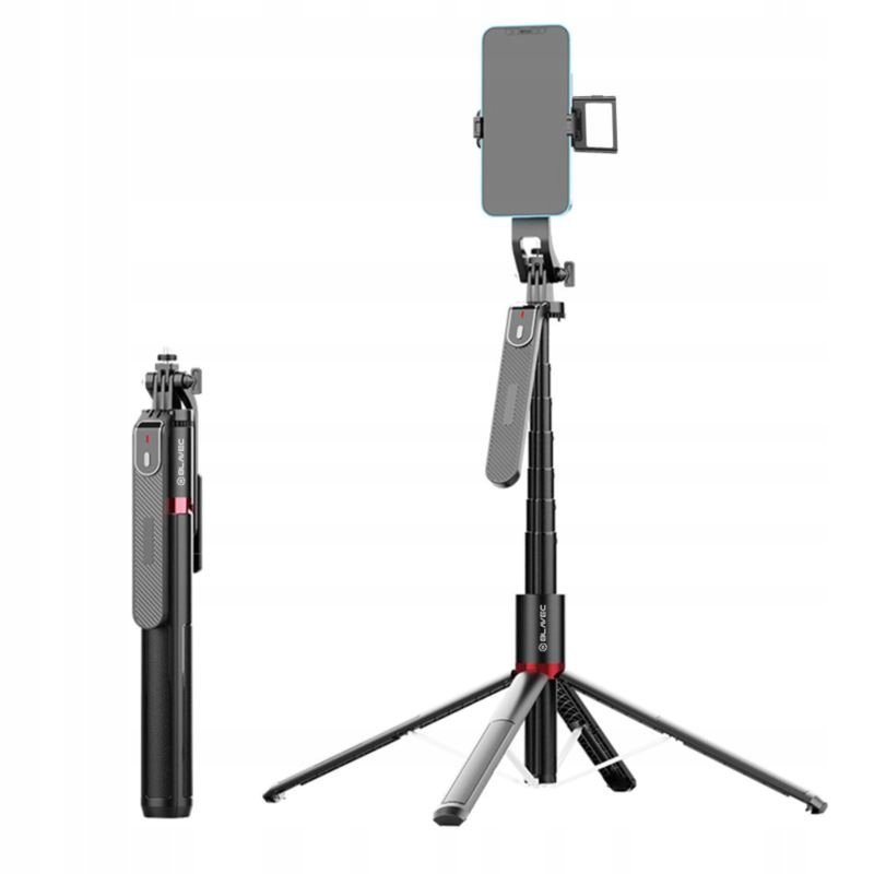 Uchwyt Selfie Stick Tripod z lampą i pilotem do telefonu wysoki na 2,2m cza