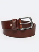 Paski - BIG STAR Skórzany pasek w kolorze brązowym - miniaturka - grafika 1