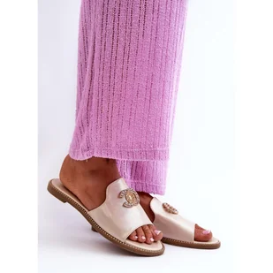 Sandał Klapki S.Barski KV27-050 Gold złoty - Klapki i japonki damskie - miniaturka - grafika 1