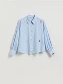 Koszule damskie - Reserved - Koszula z haftowanym wzorem - jasnoniebieski - miniaturka - grafika 1