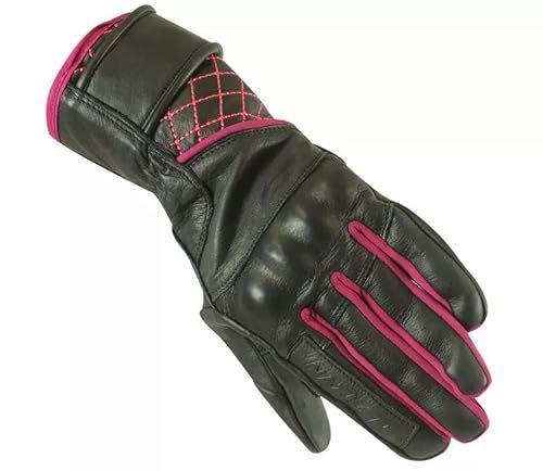 Nazran Aroma 2.0 damska kurtka motocyklowa, skórzana, czarna/różowa, S