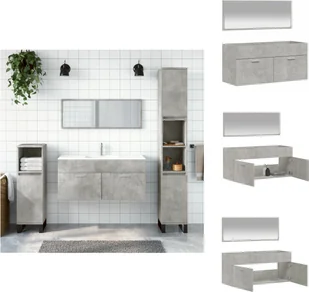 vidaXL Szafka łazienkowa z lustrem beton szare drewno - Zestawy mebli łazienkowych - Szafki łazienkowe vidaXL Szafka łazienkowa z lustrem beton szare drewno - Zestawy mebli łazienkowych - Szafki łazienkowe - miniaturka - grafika 1