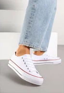 Trampki damskie - Biało-Czerwone Trampki Vices na Grubszej Podeszwie pod Kostkę Tilomea - miniaturka - grafika 1