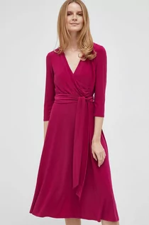 Sukienki - Lauren Ralph Lauren sukienka kolor różowy mini rozkloszowana - grafika 1