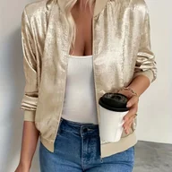 Kurtki damskie - TEMU Wiosen/Letnia Kurtka z Krótkim Rękawem dla Kobiet, Europejski i Amerykański Casualowy Blazer - miniaturka - grafika 1
