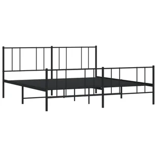 Metalowa rama łóżka z wezgłowiem i zanóżkiem, czarna, 183x213cm Lumarko! - Łóżka - miniaturka - grafika 6