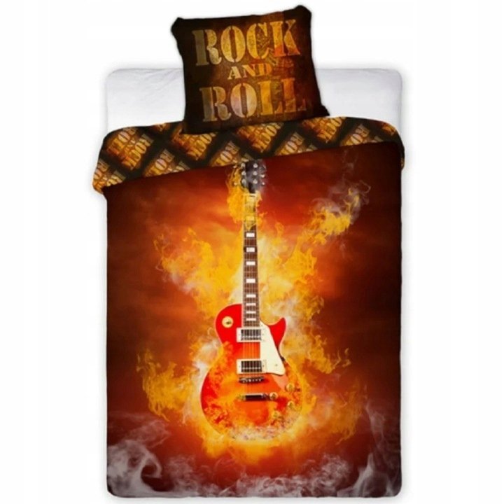 Pościel młodzieżowa Gitara 160x200 70x80 bawełna 100% rock na zamek