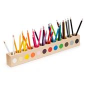 Pojemniki na zabawki - Drewniany pojemnik na kredki kolorowe dla dziecka Montessori Sorter na kredki i mazaki dla dzieci 12 kolorów Montessori Eko Drewniany Organizer na b.. - miniaturka - grafika 1