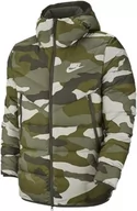 Kurtki męskie - Nike Męska kurtka sportowa Windrunner Down Fill z kapturem zielony (Medium Olive / Sequoia / Sail) M - miniaturka - grafika 1