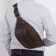 Nerki - Brązowa Nerka Męska Duża XL Skórzana Vintage Retro Cross Body Belveder NX19 - miniaturka - grafika 1
